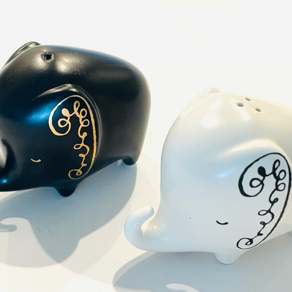 kate spade New York Lenox Black White Elephants Condiment Shakers - Picture 7 of 9